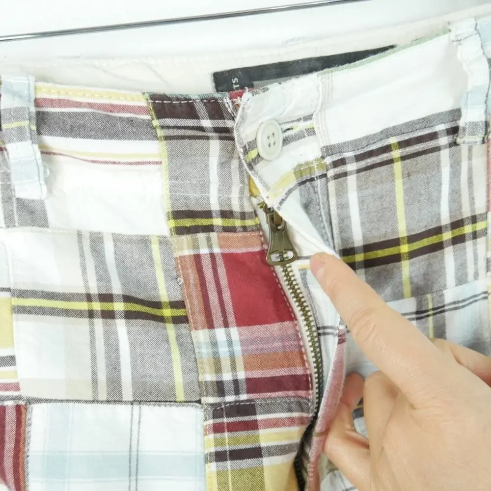 Old Navy Cargo Shorts Men's 38‎ Madras Plaid Patchwork Preppy Y2K Baggy Skater